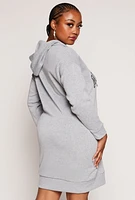 Womens Plus New York Graphic Hoodie Dress, Grey,