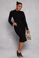 Womens Plus Greek Key Textured Knit Sweater Dress,