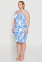Womens Plus Printed Scoop Neck Tank Dress, Multi,