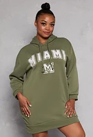 Womens Plus Size Miami Hoodie Dress, Green, Size 3X