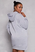 Womens Plus Size Los Angeles Hooded Sweatshirt Dress, Grey, Size 2X