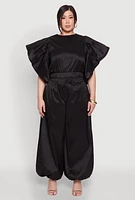 Womens Plus Flutter Sleeve Crop Top,