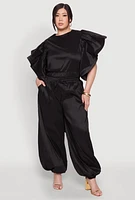 Womens Plus Flutter Sleeve Crop Top,