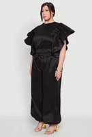 Womens Plus Flutter Sleeve Crop Top,
