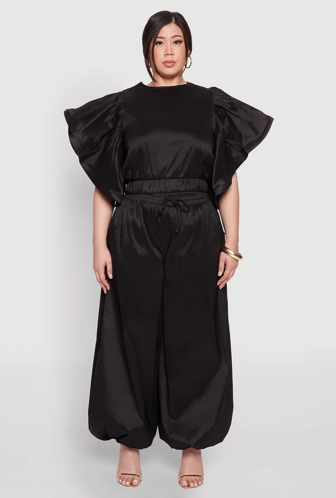Womens Plus Nylon Parachute Pants,
