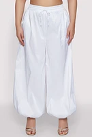 Womens Plus Nylon Parachute Pants, White,