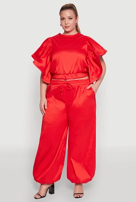 Womens Plus Nylon Parachute Pants,