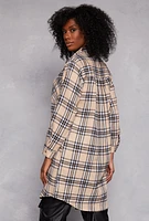 Womens Spoon Jeans Plaid Button Front Tunic Shirt,