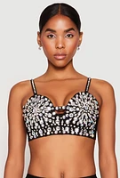 Womens Rhinestone Convertible Bustier Top, Black, Size L