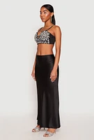 Womens Rhinestone Convertible Bustier Top, Black, Size S