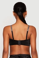 Womens Rhinestone Convertible Bustier Top, Black, Size L