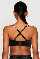 Womens Rhinestone Convertible Bustier Top, Black, Size S