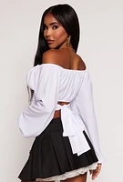 Womens Tie Back Off the Shoulder Corset Top, White, Size M