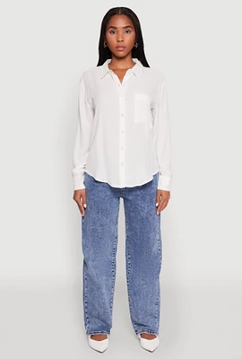 Womens Iris Gauze Knit Button Front Shirt, White, Size M