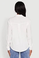 Womens Iris Gauze Knit Button Front Shirt, White, Size M
