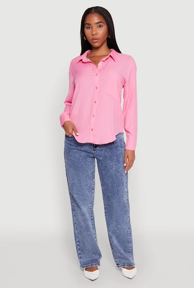 Womens Iris Gauze Knit Button Front Shirt,