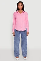 Womens Iris Gauze Knit Button Front Shirt,