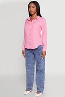 Womens Iris Gauze Knit Button Front Shirt,