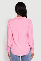 Womens Iris Gauze Knit Button Front Shirt,