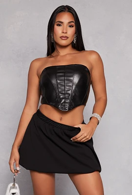 Womens Faux Leather Corset Tube Top,