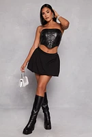Womens Faux Leather Corset Tube Top,