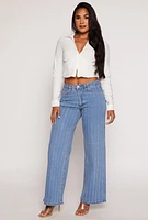 Womens Poplin Zip Front Corset Detail Shirt, White, Size S