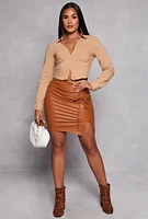 Womens Poplin Zip Front Corset Detail Shirt,