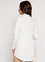 Womens Haute Monde Pleated Waist Button Front Shirt, White, Size S