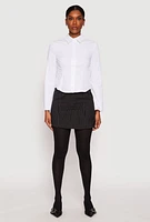 Womens Long Sleeve Button Front Shirt, White, Size S