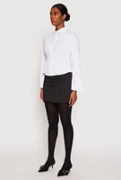 Womens Long Sleeve Button Front Shirt, White, Size S