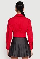 Womens Smocked Waist Button Front Blouse,