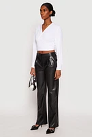 Womens Rhinestone Tie Front Top, White, Size XL