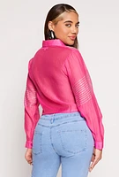 Womens Organza Rhinestone Studded Crop Top,