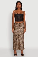 Womens Chic Sheer Lace Cropped Bustier Top with Sweetheart Neckline, Black, Size L