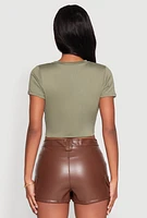 Womens Live Wild Plunge Tie Front Crop Top, Green, Size L