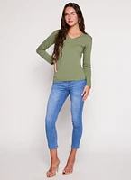 Womens Basic V Neck Long Sleeve T Shirt,