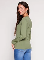 Womens Basic V Neck Long Sleeve T Shirt,