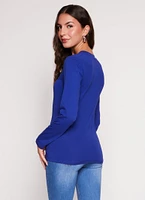 Womens Basic V Neck Long Sleeve T Shirt, S