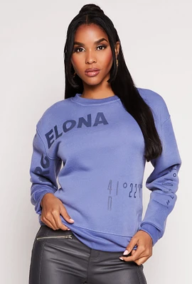 Womens Barcelona Graphic Sweatshirt, Blue,