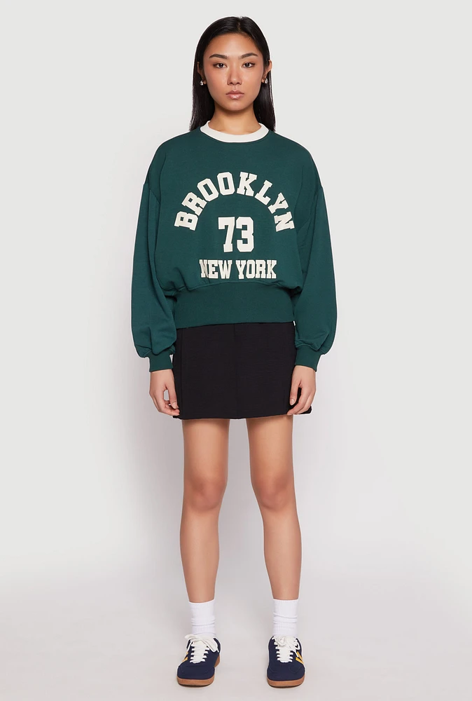 Womens Iris Brooklyn New York Sweatshirt, Green, Size L