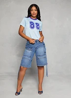 Womens Graphic Cropped Football Jersey,