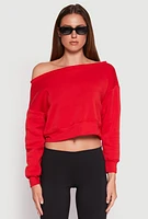 Womens Off The Shoulder Sweatshirt, Red, Size M