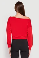 Womens Off The Shoulder Sweatshirt, Red, Size S
