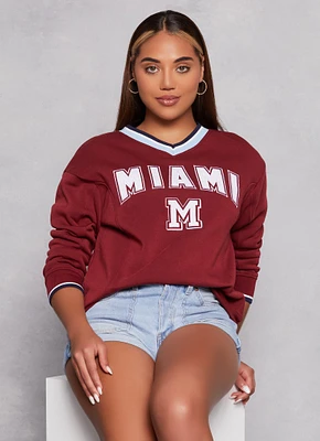 Womens City Graphic V Neck Pullover Sweatshirt,