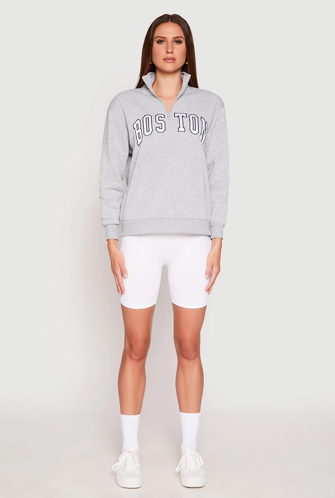 Womens Zip Mock Neck City Pullover Sweatshirt, Grey, Size M
