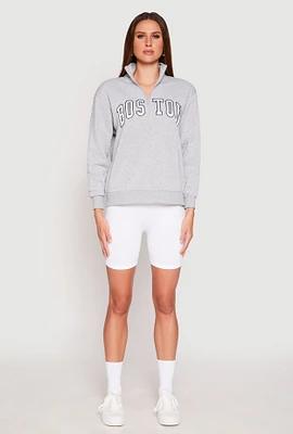 Womens Zip Mock Neck City Pullover Sweatshirt, Grey, Size M