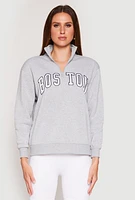 Womens Zip Mock Neck City Pullover Sweatshirt, Grey, Size M