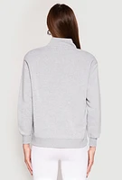 Womens Zip Mock Neck City Pullover Sweatshirt, Grey,