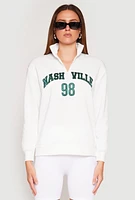 Womens Zip Mock Neck City Pullover Sweatshirt, White, Size M