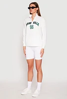 Womens Zip Mock Neck City Pullover Sweatshirt, White, Size M